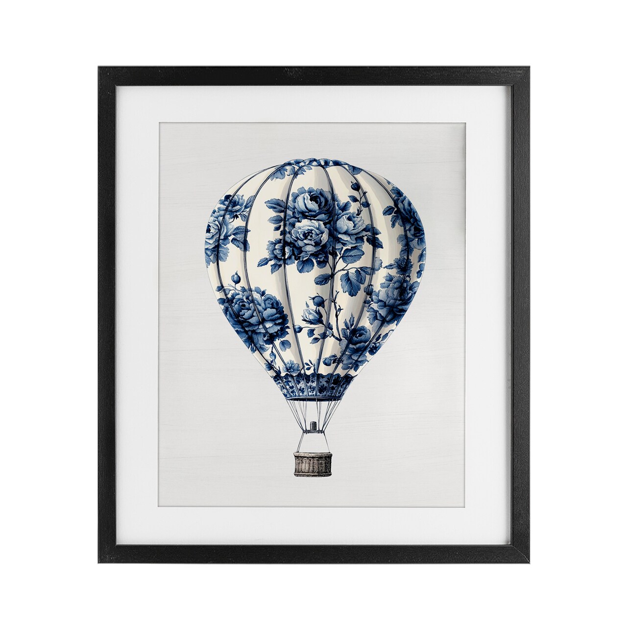 Stupell Industries Vintage Toile Hot Air Balloon Framed Print Under Glass, design by Lettered and Lined
